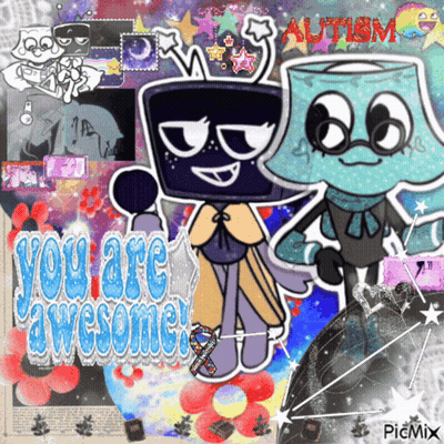 A Collage Of Cartoon Characters With The Words You Are Awesome On The Bottom GIF