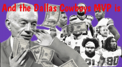 A Collage Of Dallas Cowboys Players And A Man Holding A Stack Of Money GIF