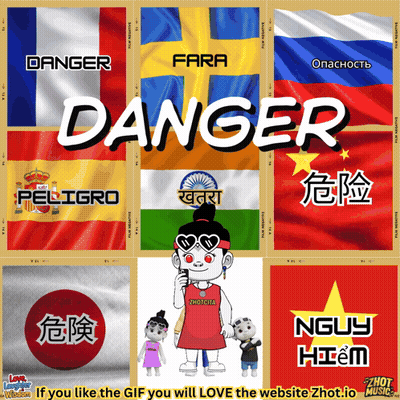 A Collage Of Flags With The Word Danger Written On Them GIF