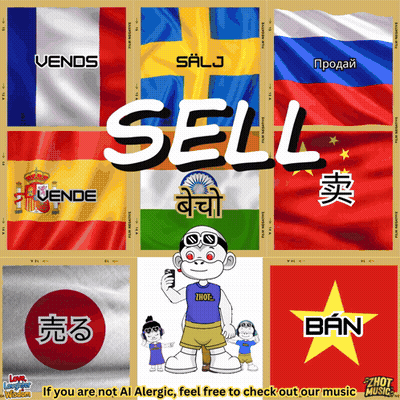 A Collage Of Flags With The Word Sell Written On Them GIF