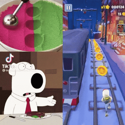 A Collage Of Images Including A Subway Game GIF