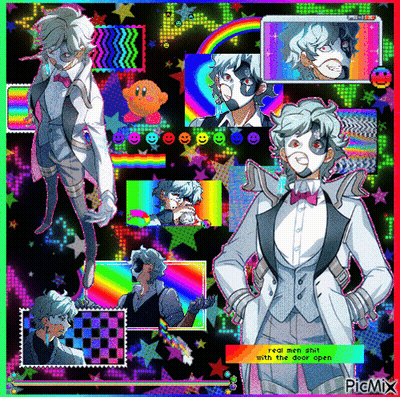 A Collage Of Images Of A Man In A Tuxedo With The Words " Fool Men Shut With The Door Open " On The Bottom GIF