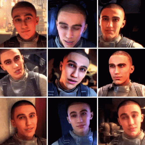 A Collage Of Images Of A Man 'S Face GIF
