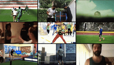 A Collage Of Images Of People Playing Sports Including One With The Number 7 GIF