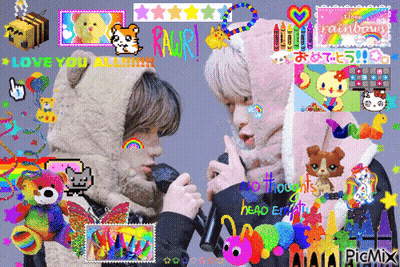 A Collage Of Images With One That Says I Love Rainbows On It GIF