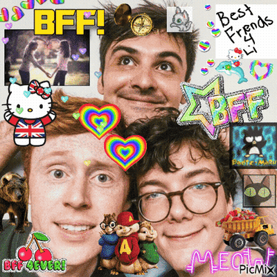 A Collage Of Images With The Words Bff On The Top Left GIF