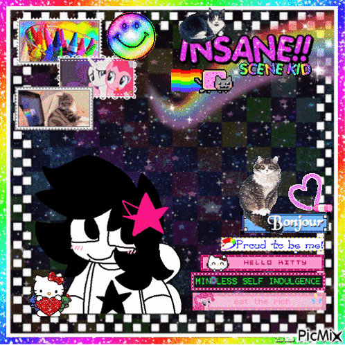 A Collage Of Images With The Words Insane Scene Kid On The Top GIF
