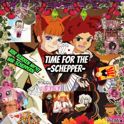 A Collage Of Images With The Words Time For The Schepper At The Top GIF