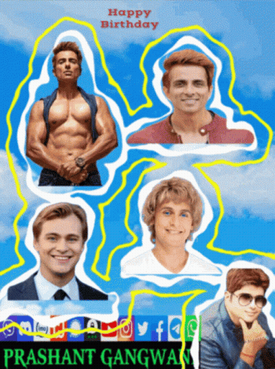 A Collage Of Men With The Words Happy Birthday On Top GIF