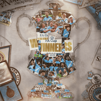 A Collage Of Photos Of Manchester City Players With The Words Winners GIF