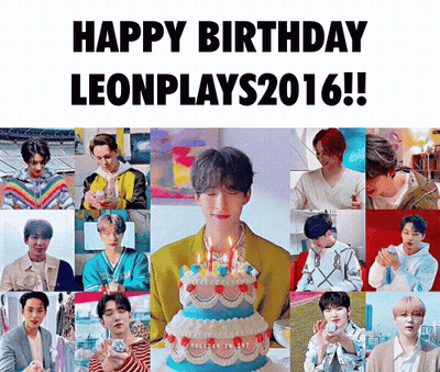 A Collage Of Photos With The Words Happy Birthday Leon Plays 2016 GIF