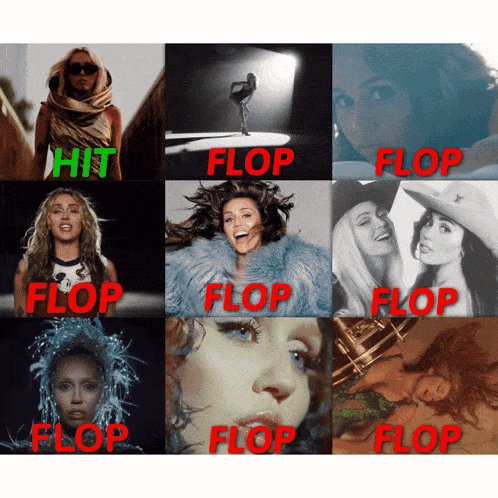 A Collage Of Pictures Of Women With The Word Flop In Red Letters GIF
