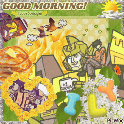 A Collage Of Pictures With The Words Good Morning I Love Springer GIF