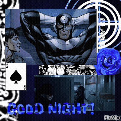 A Collage Of Pictures With The Words Good Night In Blue Letters GIF