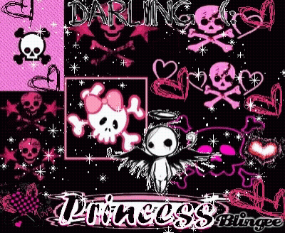 A Collage Of Skulls And Crossbones With The Words Darling And Princess Blingee GIF