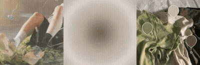 A Collage Of Three Pictures Of A Person 'S Legs , A Blanket And A Balloon . GIF