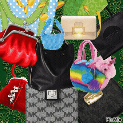 A Collection Of Handbags Including A Michael Kors Bag GIF