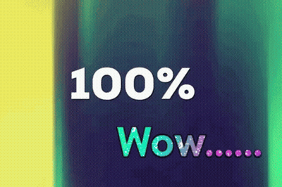 A Colorful Background With The Words 100 % Wow On It GIF