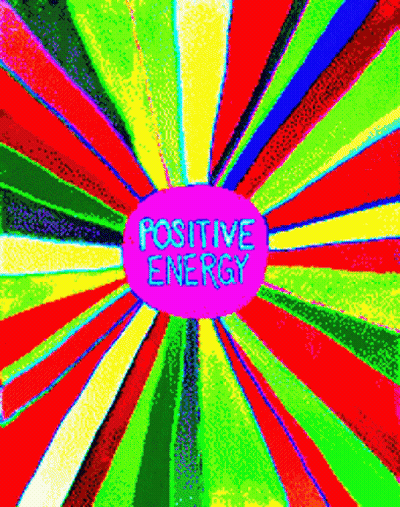 A Colorful Background With The Words Positive Energy In A Purple Circle GIF