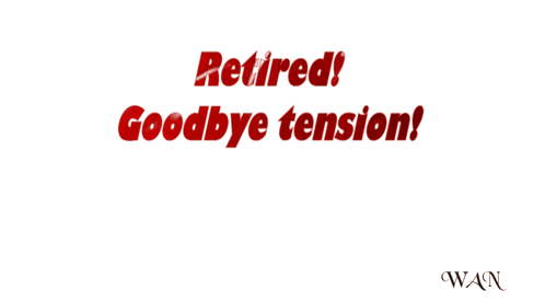 A Colorful Background With The Words Retired Goodbye Tension Hello Freedom GIF