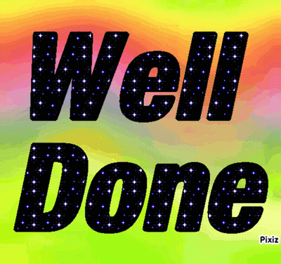 A Colorful Background With The Words Well Done GIF