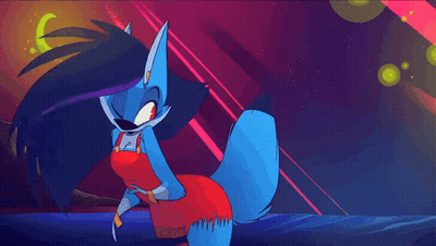 A Colorful Cartoon Drawing Of A Fox Dancing With Its Arms Outstretched GIF