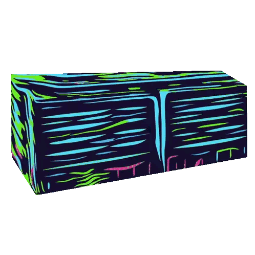 A Colorful Cube With A White Background And A Few Lines Sticker