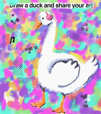 A Colorful Drawing Of A Duck With The Words Draw A Duck And Share Your Art GIF