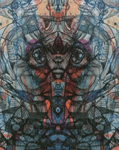 A Colorful Drawing Of A Face With A Circle In The Middle GIF