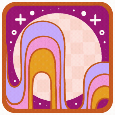 A Colorful Drawing Of A Full Moon And Stars GIF