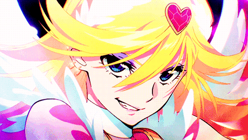 A Colorful Drawing Of A Girl With A Heart On Her Head GIF