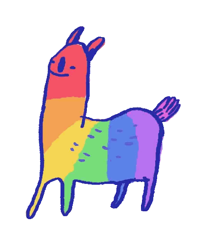 A Colorful Drawing Of A Llama With Rainbow Stripes On Its Body Sticker