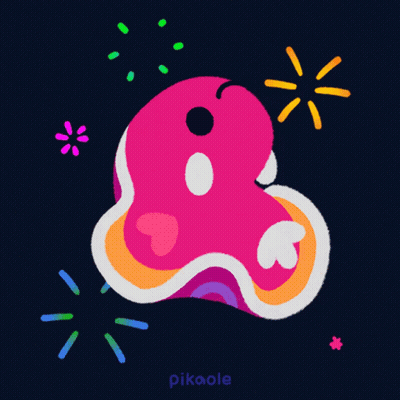A Colorful Drawing Of A Number 8 With The Word Pikoole Underneath It GIF