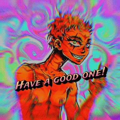 A Colorful Drawing Of A Person With The Words Have A Good One GIF