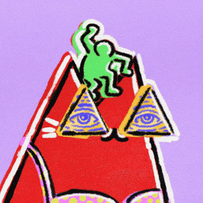 A Colorful Drawing Of A Pyramid With An All Seeing Eye GIF
