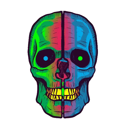 A Colorful Drawing Of A Skull With A Third Eye Sticker