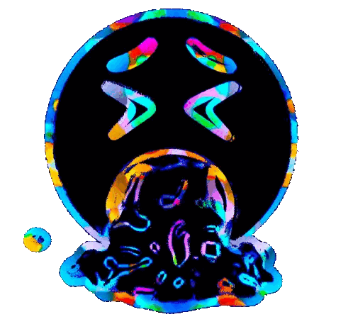 A Colorful Drawing Of A Smiley Face With Tears Coming Out Of It Sticker