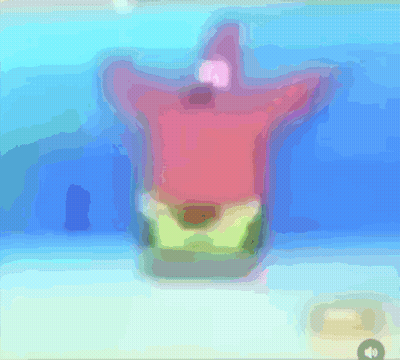 A Colorful Drawing Of Patrick Star With A Blue Background GIF