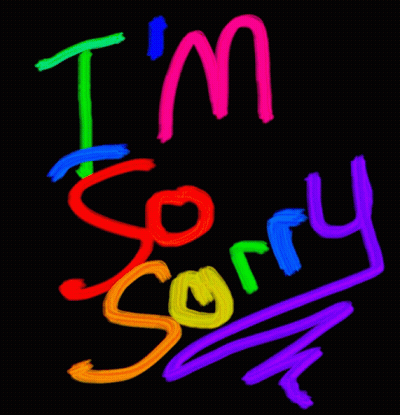 A Colorful Drawing Of The Words I 'M Sorry On A Black Background GIF