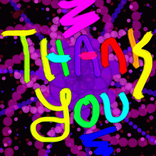 A Colorful Drawing That Says Thank You On It GIF