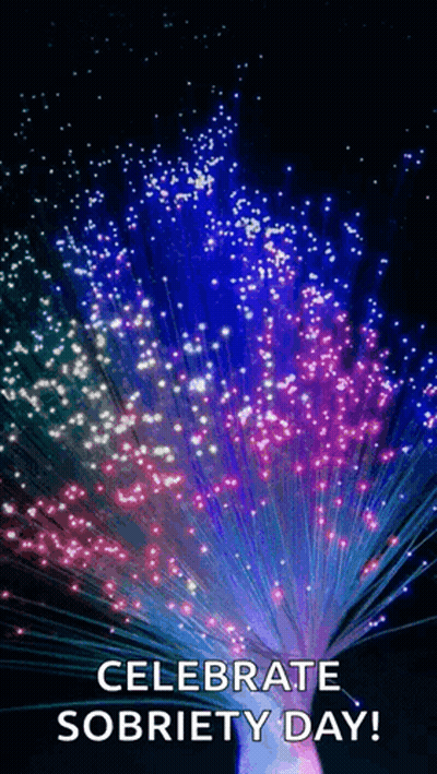 A Colorful Fireworks Display With The Words Celebrate Sobriety Day On The Bottom GIF