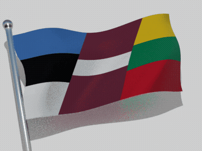 A Colorful Flag Is Waving In The Wind On A White Background GIF