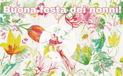 A Colorful Floral Pattern With The Words Buona Festa Dei Nonni GIF