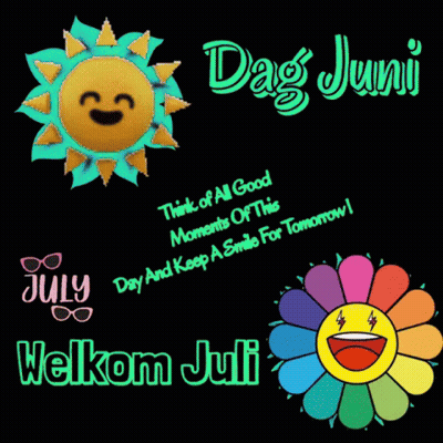 A Colorful Flower With A Smiley Face And The Words Dag Junij GIF