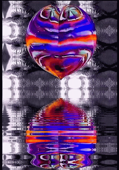 A Colorful Heart Is Reflected In The Water . GIF