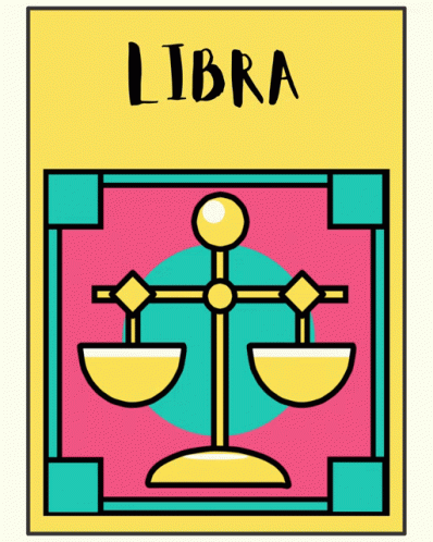 A Colorful Illustration Of A Libra Sign GIF