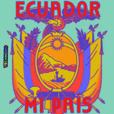 A Colorful Illustration Of The Coat Of Arms Of Ecuador With The Words Ecuador Mil Pais Below It GIF