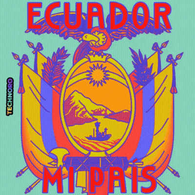 A Colorful Illustration Of The Coat Of Arms Of Ecuador With The Words Ecuador Milpais Below It GIF