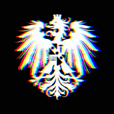 A Colorful Image Of An Eagle With A Cross In The Center GIF