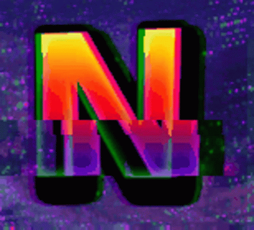 A Colorful Letter N Is Against A Purple And Green Background GIF
